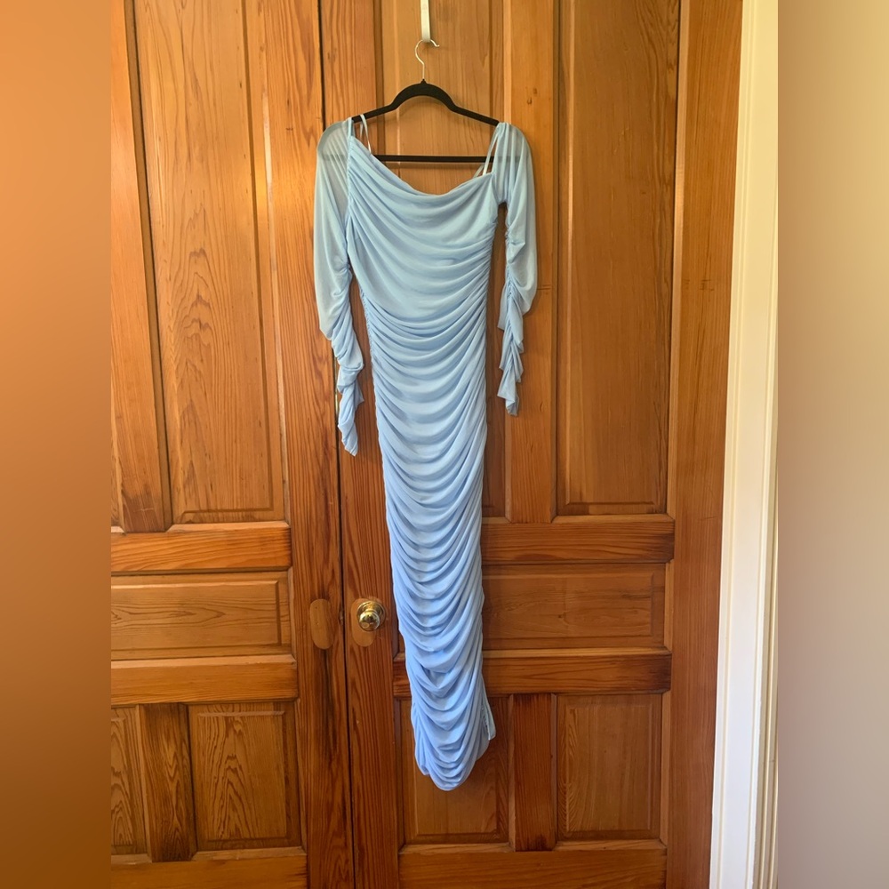 NWT Cameo/PinkBlush Baby Blue Long Sleeve Ruched Maternity Dress Size: M